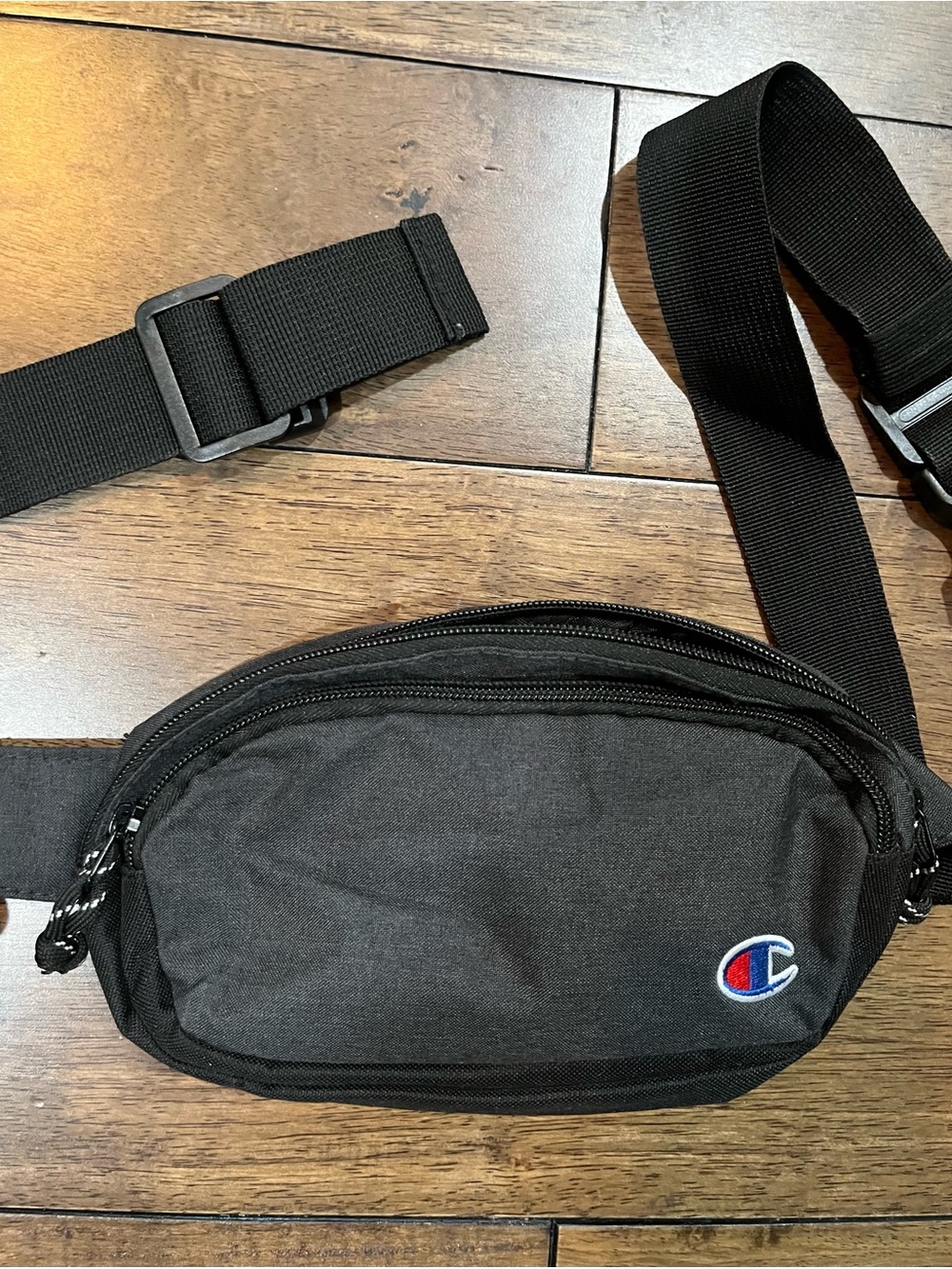 Champion Black Waist Bag with Embroidered Logo
